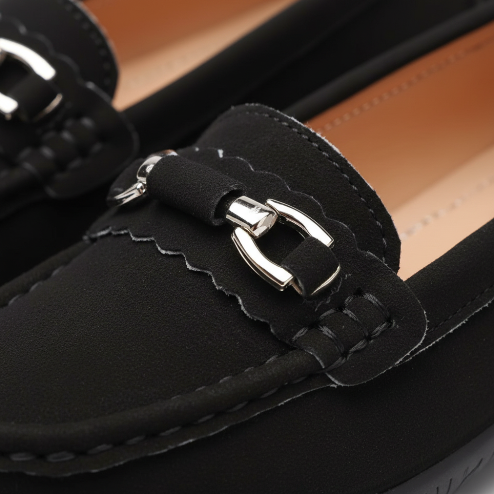 Femurea | Women’s Suede Loafers – Classic Buckle Design
