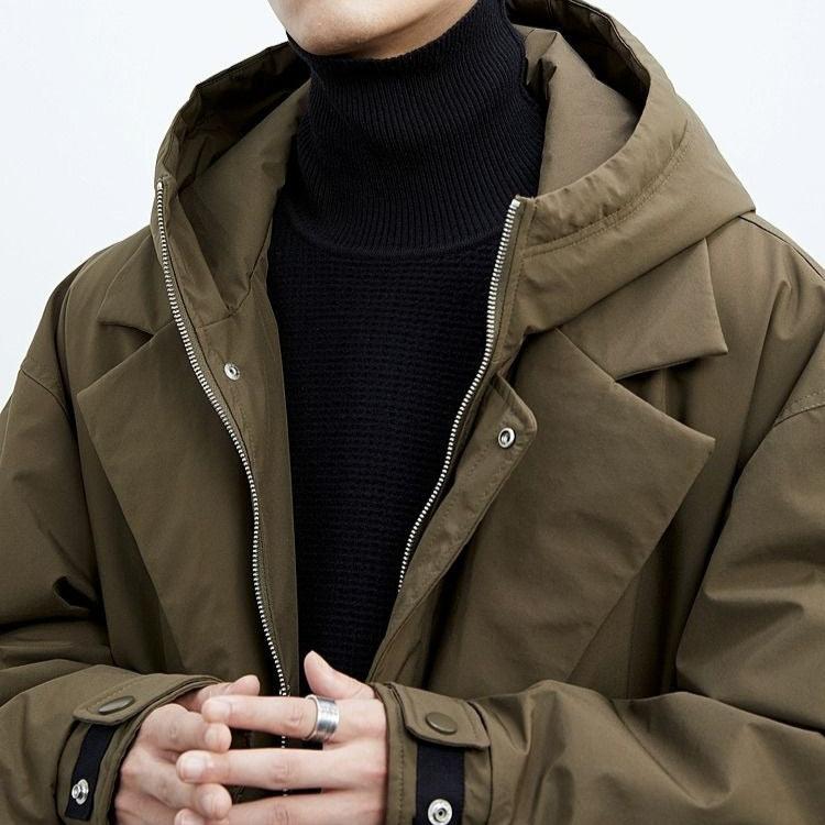 Parka-Mantel – mit Kapuze – winddicht – Oversize-Mantel – Herrenmantel-Chaps Herrenmode