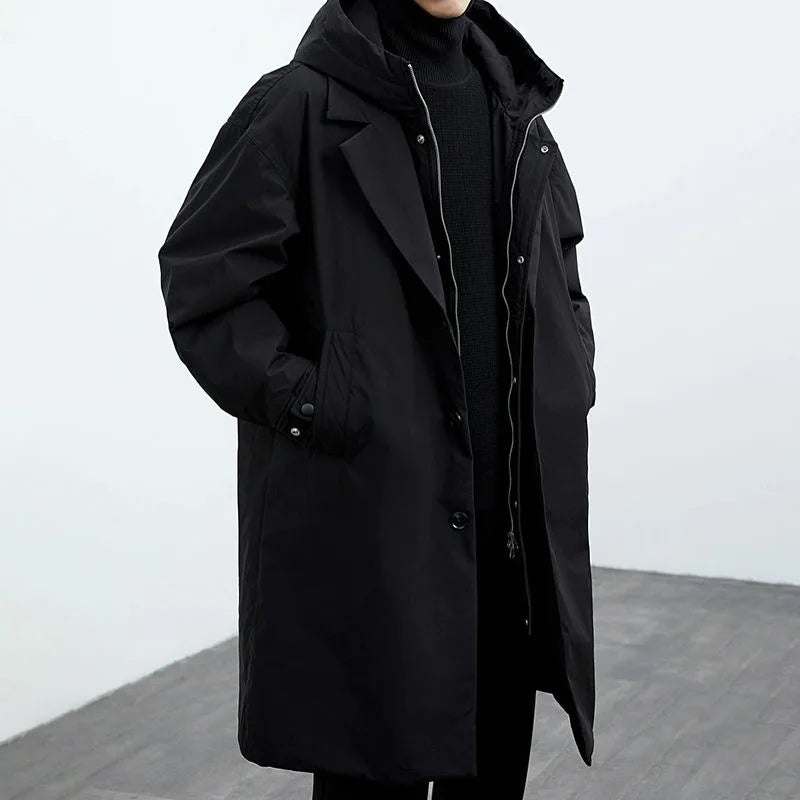 Parka-Mantel – mit Kapuze – winddicht – Oversize-Mantel – Herrenmantel-Chaps Herrenmode
