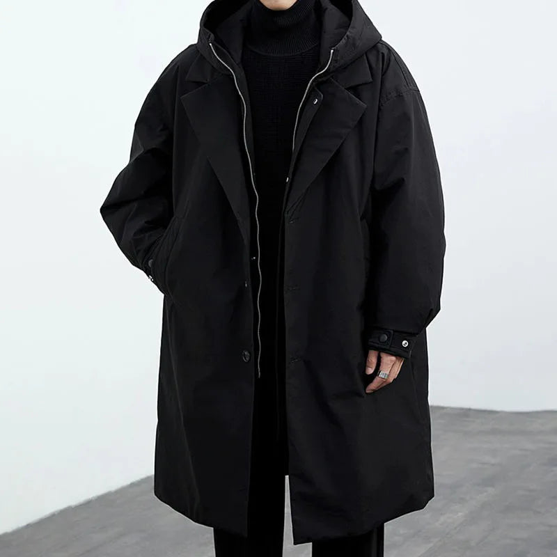 Parka-Mantel – mit Kapuze – winddicht – Oversize-Mantel – Herrenmantel-Chaps Herrenmode