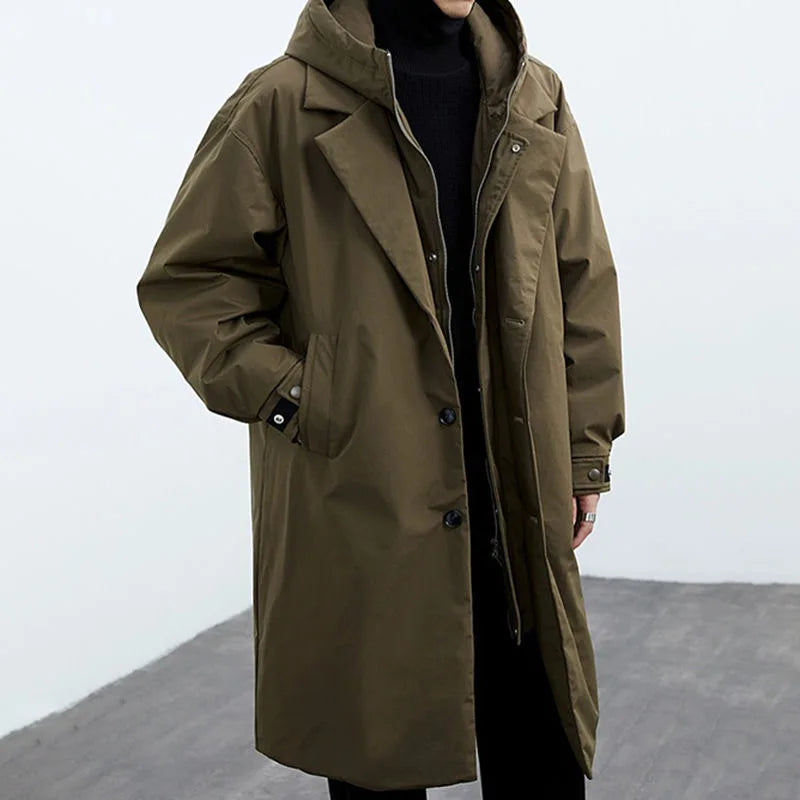 Parka-Mantel – mit Kapuze – winddicht – Oversize-Mantel – Herrenmantel-Chaps Herrenmode