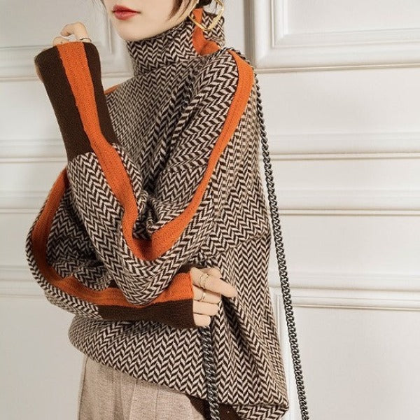Helene | Rollkragenpullover mit kontrastierenden Streifen