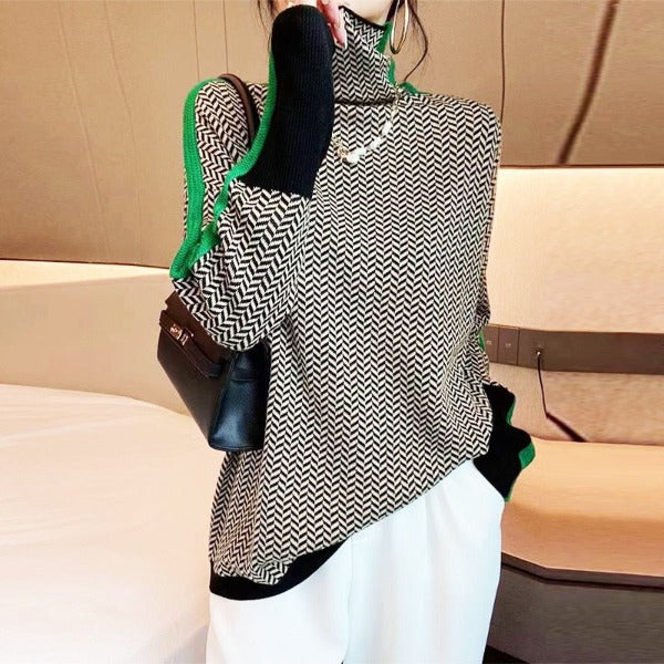 Helene | Rollkragenpullover mit kontrastierenden Streifen