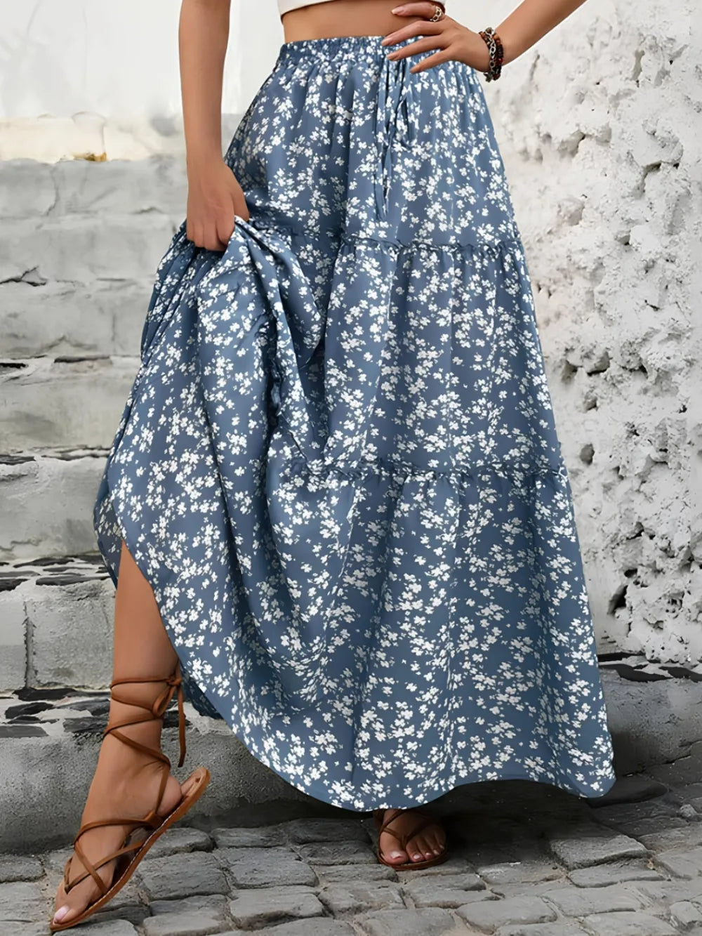 Women Floral Tiered Maxi Skirt | Summer Style