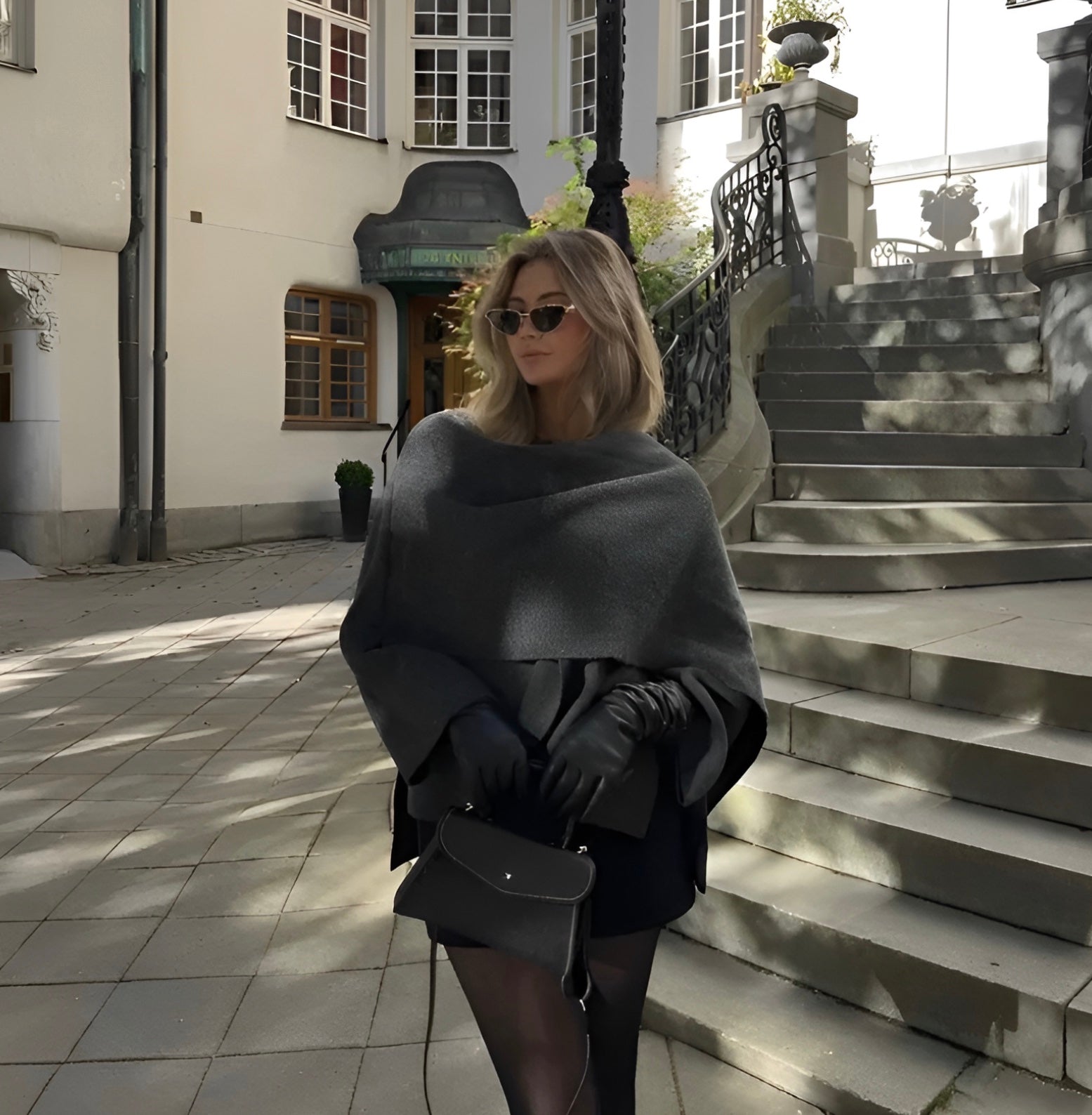 Poncho Coat - Woolen - Autumn - Poncho Cape - Ladies Overcoat-Grace Aura