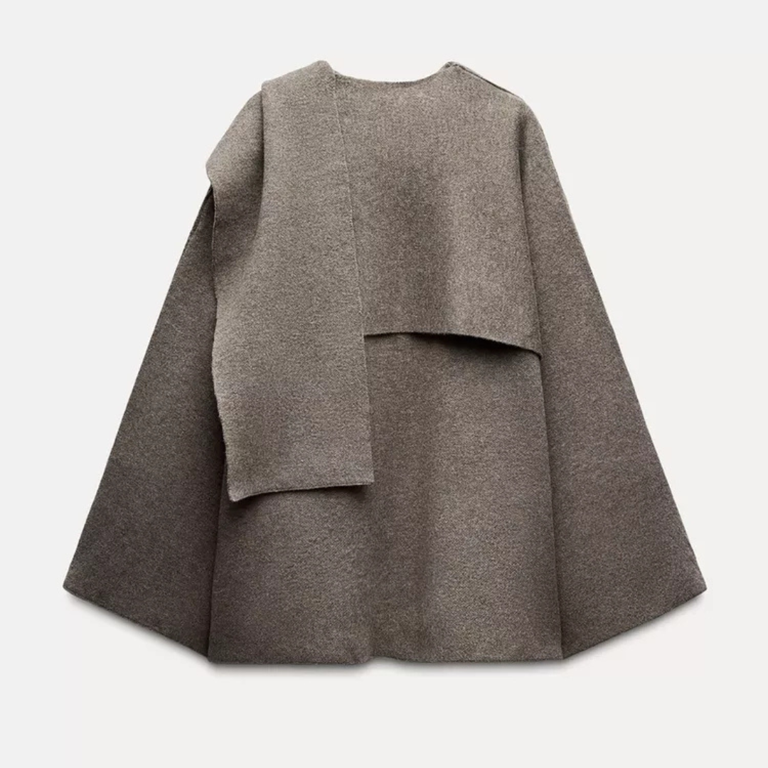 Poncho Coat - Woolen - Autumn - Poncho Cape - Ladies Overcoat-Grace Aura