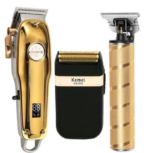 Professionele 3-in-1 Tondeuseset met Draadloze Trimmer en T-Blade Uitlijner 0