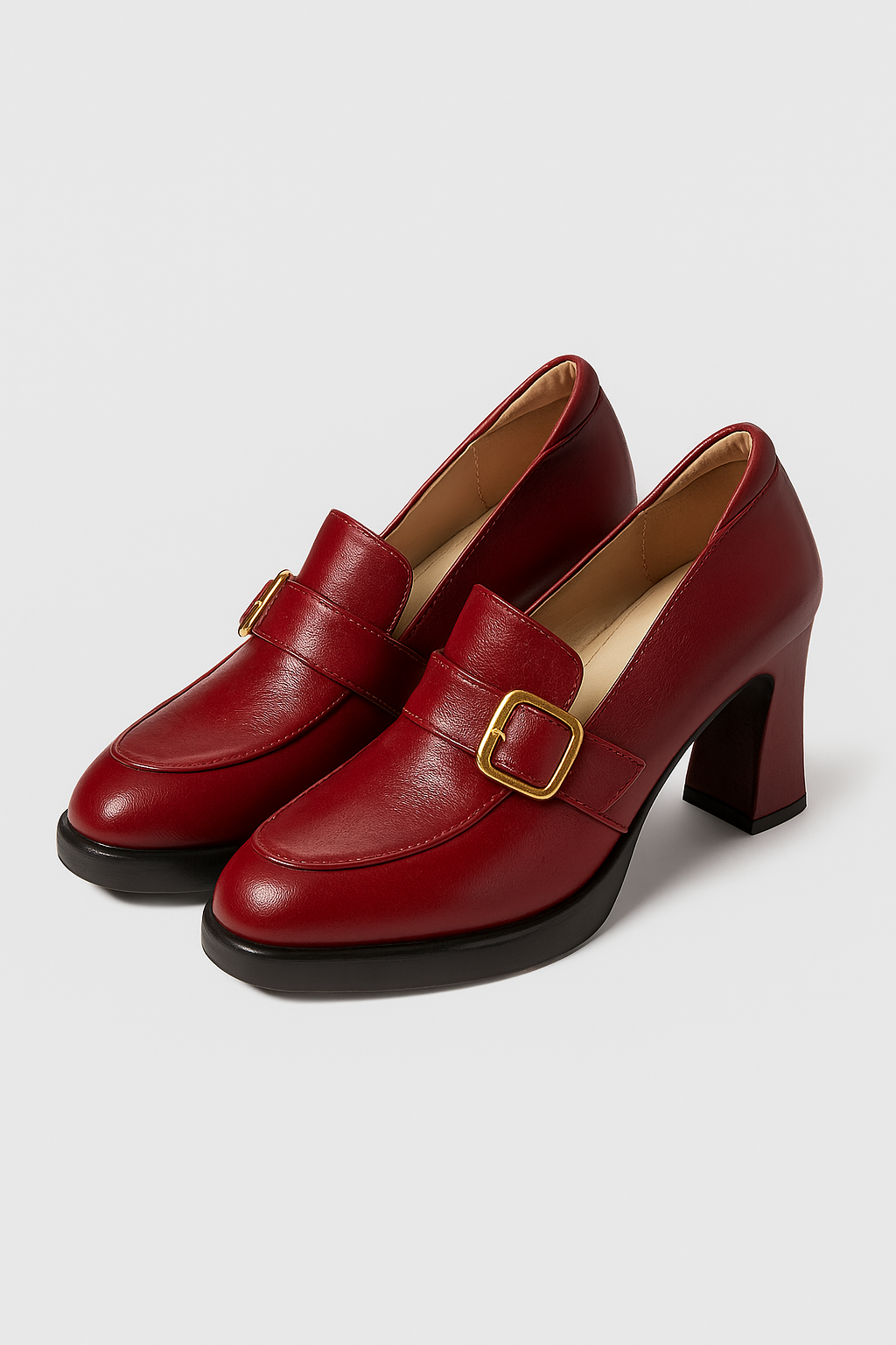 Jasiri | Damen Højehælede Pumps med Spænde - Rød - Jasiri | Damen Højehælede Pumps med Spænde - €25 - {{ product_tags }