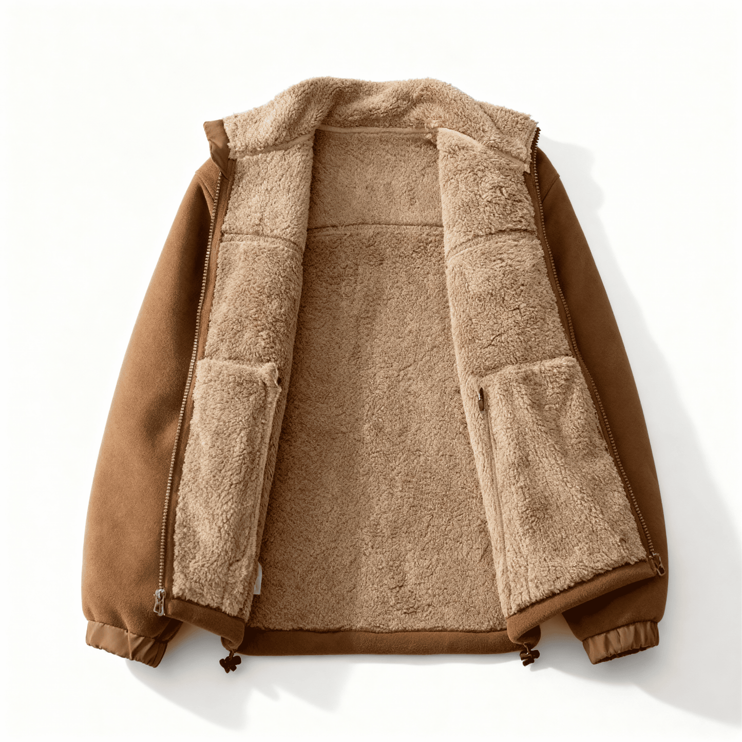 Veste doublée en polaire pour hommes – Veste épaisse à col montant avec fermeture éclair