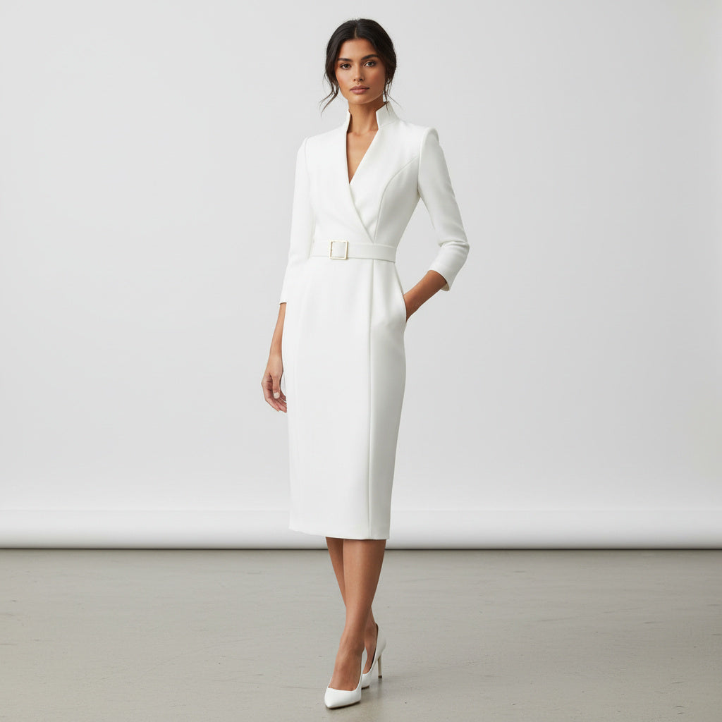Refined dress with belt