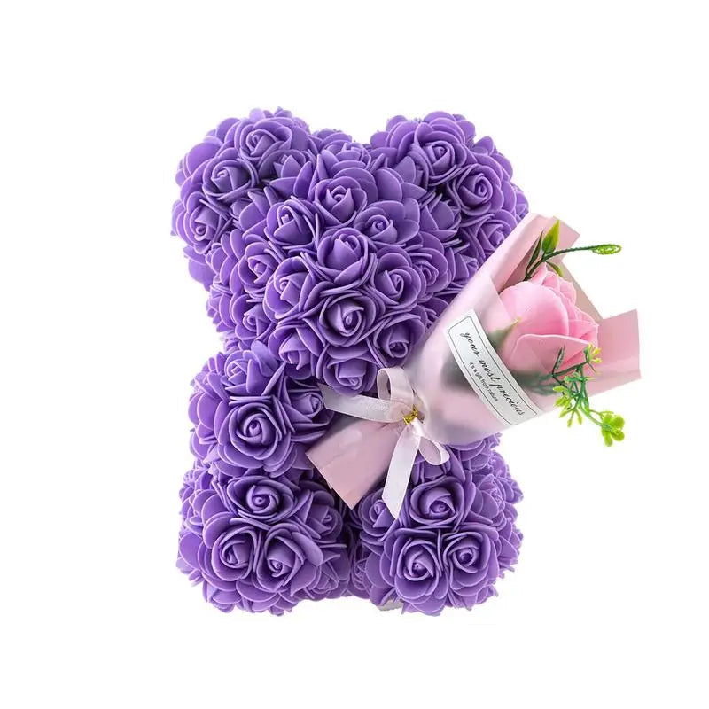 Blød Teddybjørn med Blomst - Perfekt Gave til Kærlige Stunder