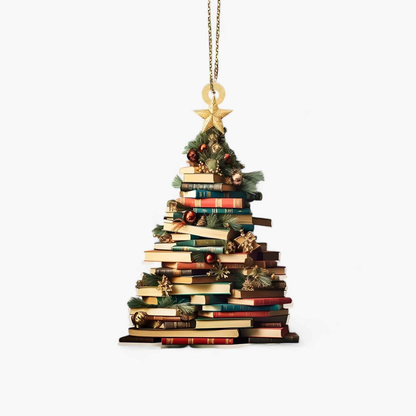 Kreative Weihnachtsdekoration mit Bücherliebhaber Pendellampe in Flach 2D-Acryl – Perfekt für Zuhause und Fenstergestaltung