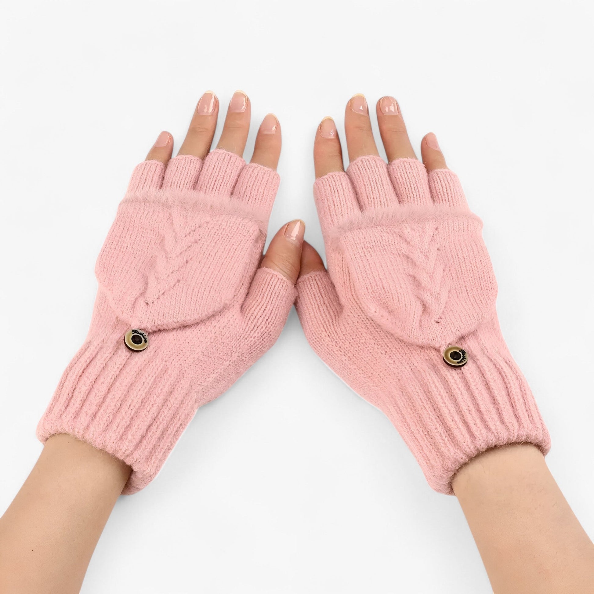 Harper | Dicka omvikta strikkede handsker til damer - til koldt vejr - Rosa Én størrelse - winter - {{ product_tags }