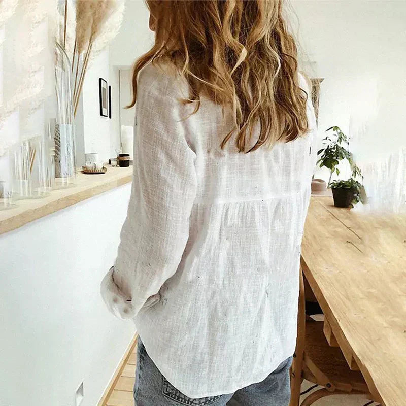 Airy Fit Blouse Lightweight Women's Cotton-Blend Relaxed Chic Top