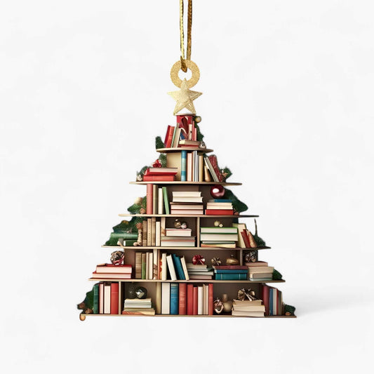 Kreative Weihnachtsdekoration mit Bücherliebhaber Pendellampe in Flach 2D-Acryl – Perfekt für Zuhause und Fenstergestaltung