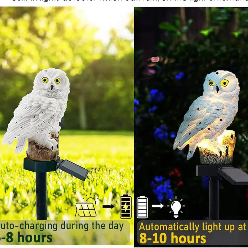 Illuminated Owl Lamp, Solar-Powered (2-Pack)