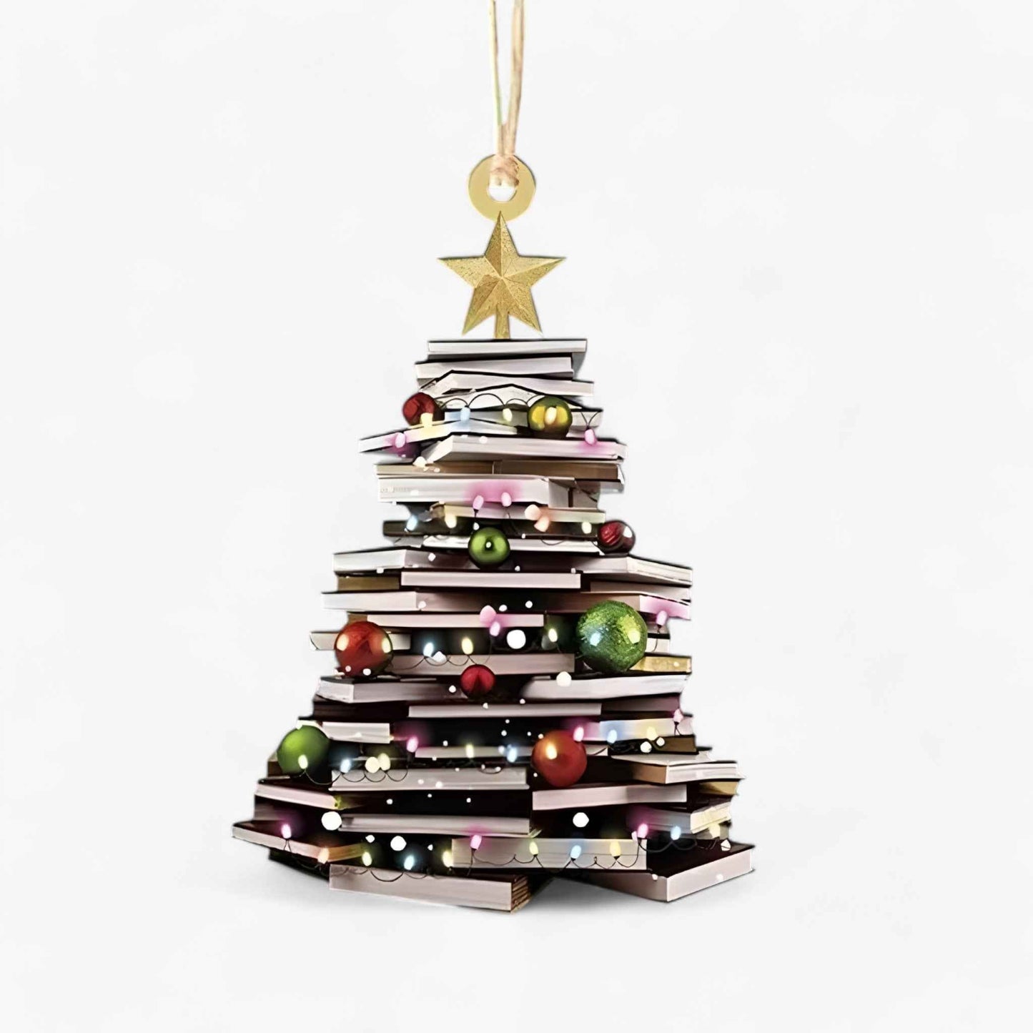 Kreative Weihnachtsdekoration mit Bücherliebhaber Pendellampe in Flach 2D-Acryl – Perfekt für Zuhause und Fenstergestaltung