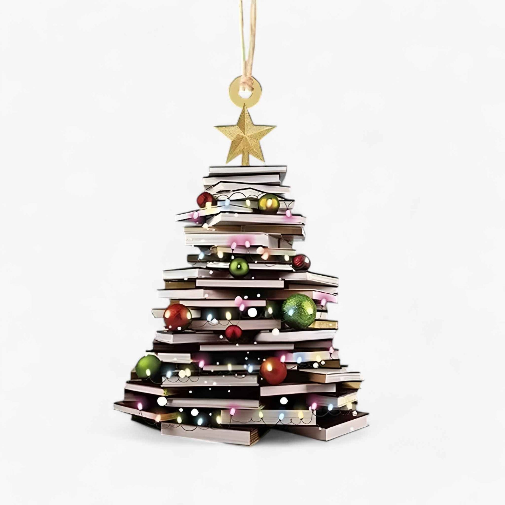 Kreative Weihnachtsdekoration mit Bücherliebhaber Pendellampe in Flach 2D-Acryl – Perfekt für Zuhause und Fenstergestaltung