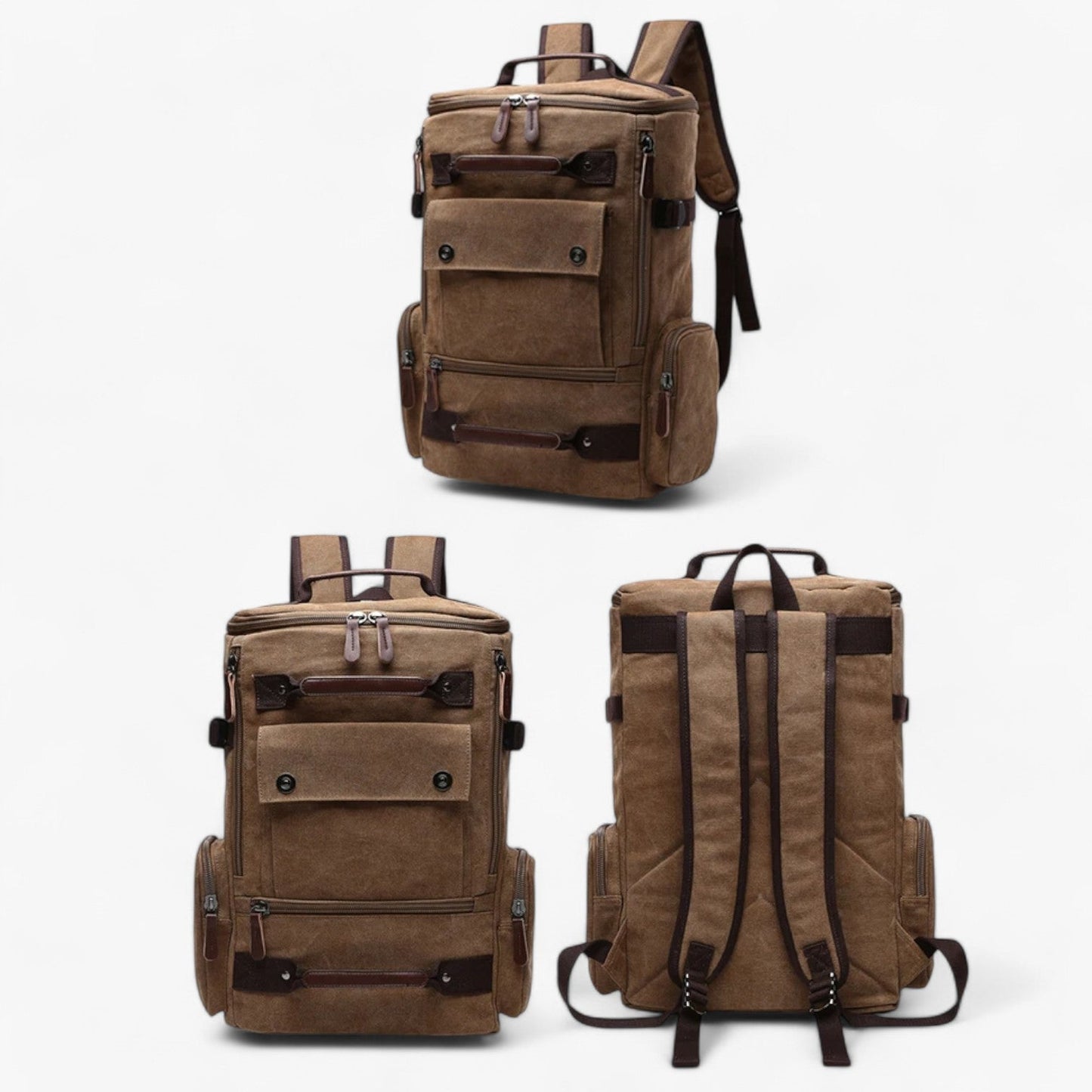 Geräumiger Vintage Canvas-Rucksack mit Laptopfach