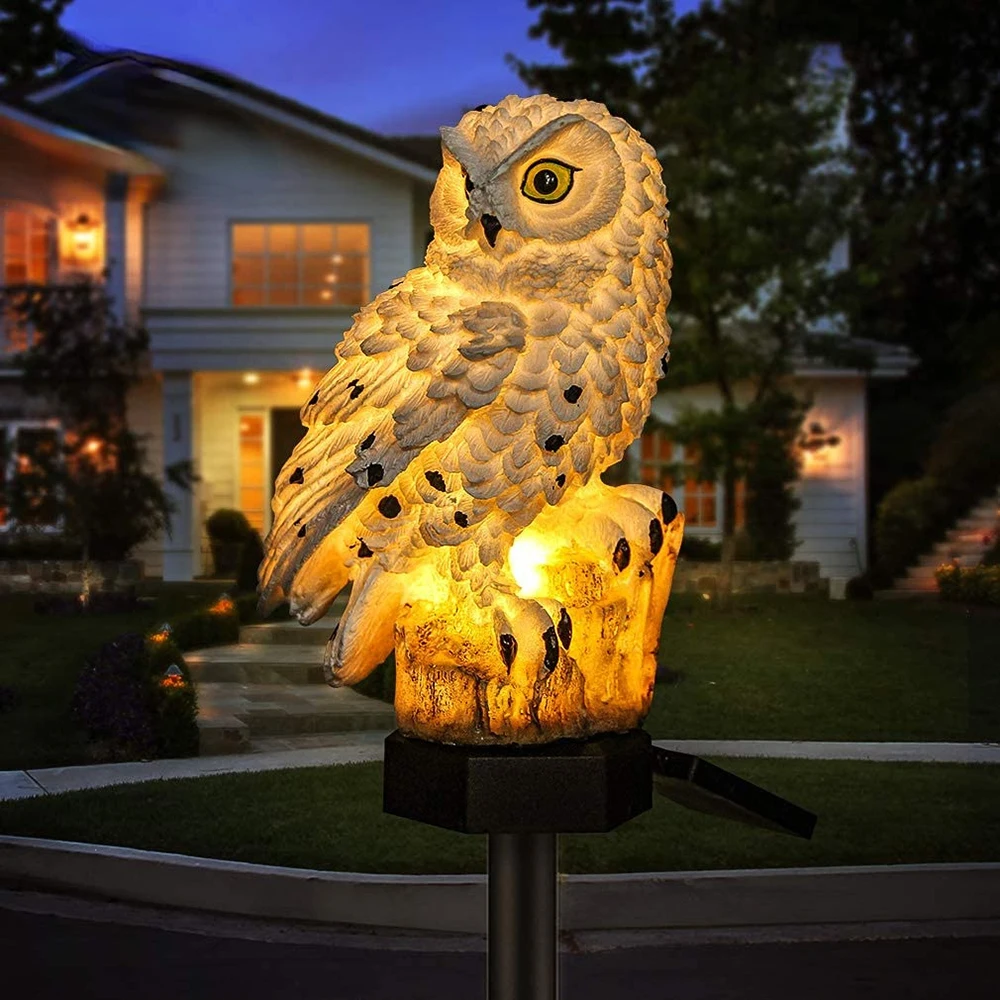Illuminated Owl Lamp, Solar-Powered (2-Pack)