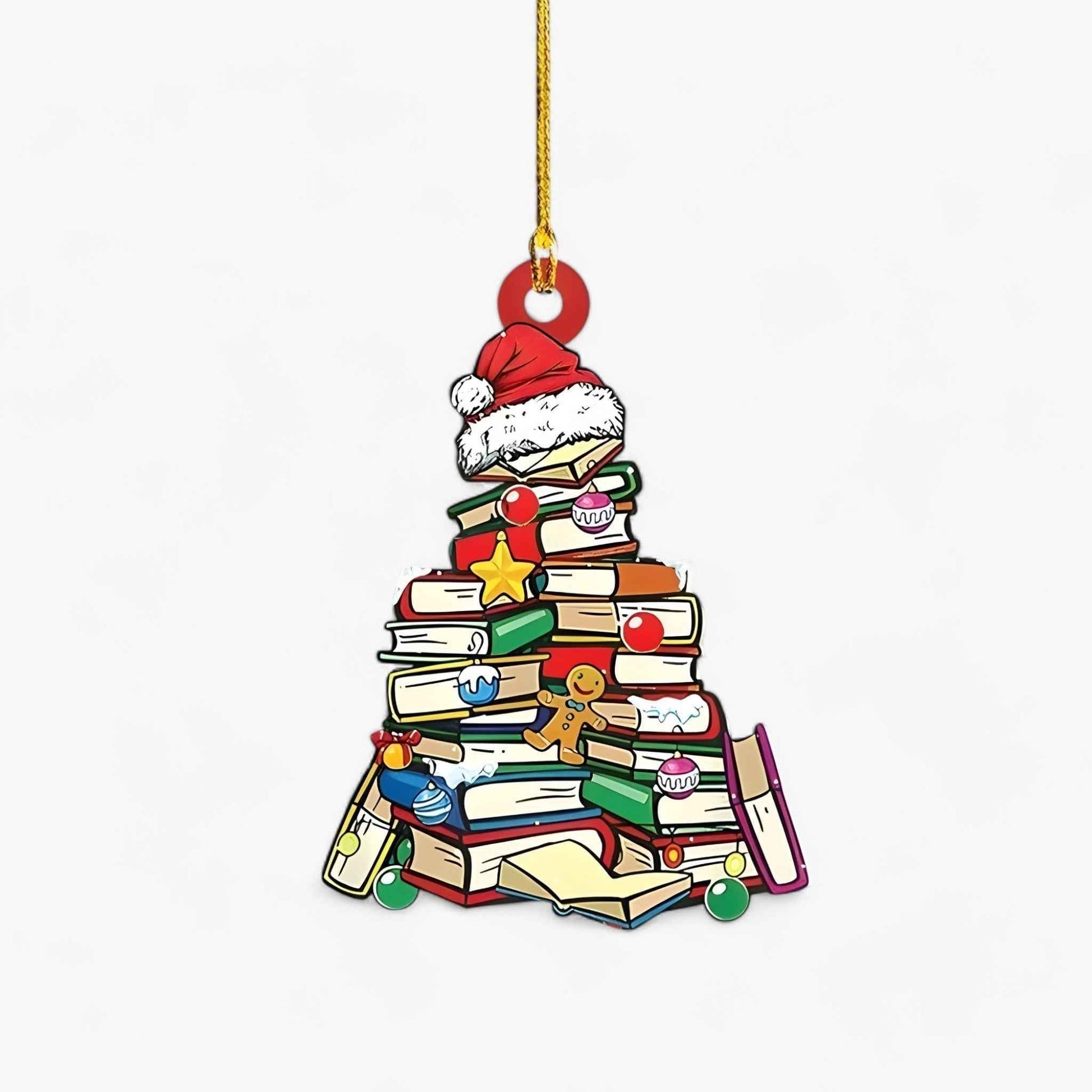 Kreative Weihnachtsdekoration mit Bücherliebhaber Pendellampe in Flach 2D-Acryl – Perfekt für Zuhause und Fenstergestaltung