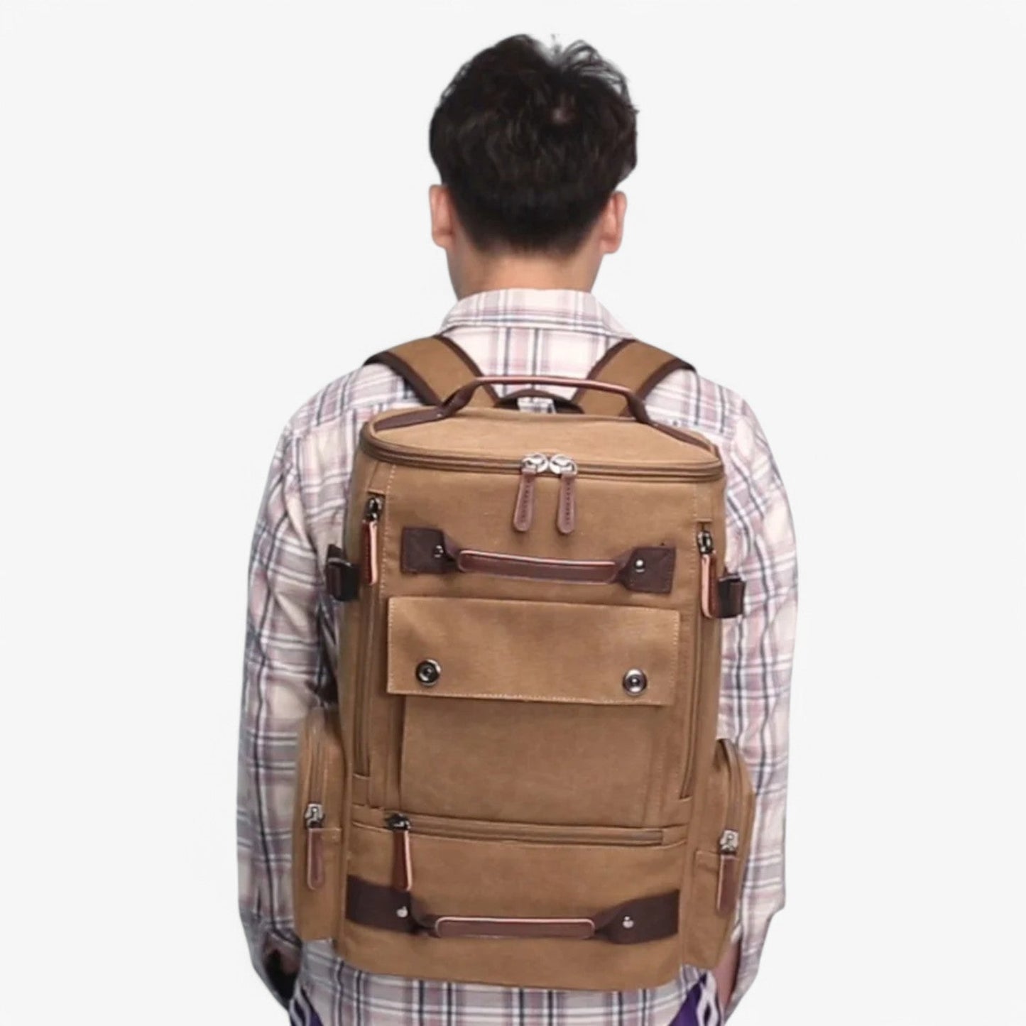 Geräumiger Vintage Canvas-Rucksack mit Laptopfach