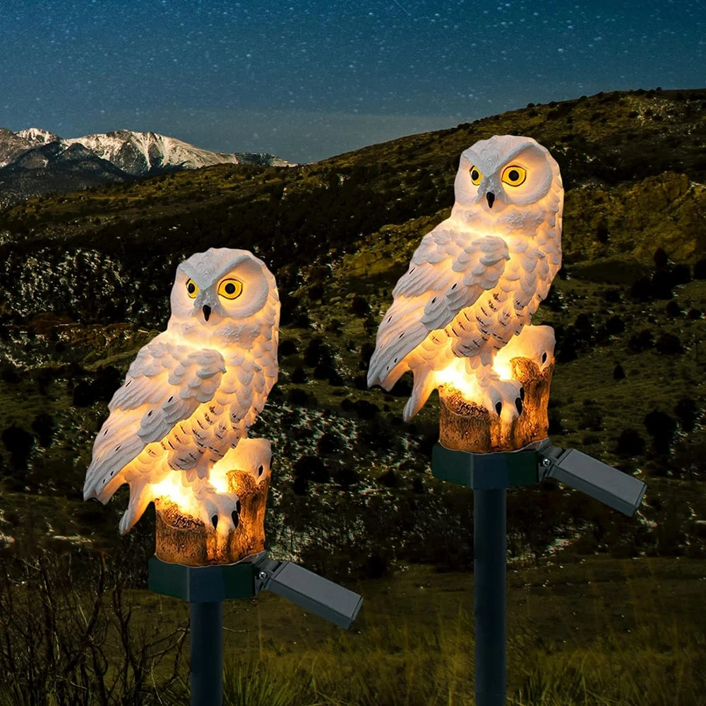 Illuminated Owl Lamp, Solar-Powered (2-Pack)