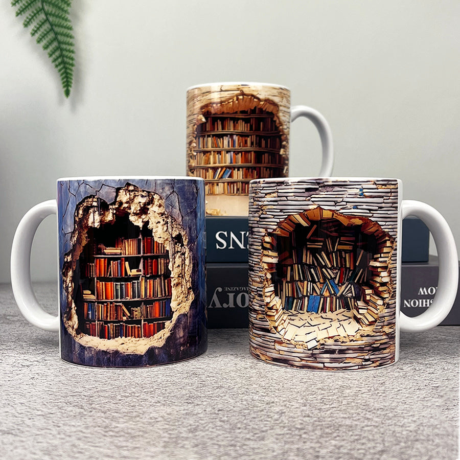 BookBrew – 3D-Bibliotheksdesign Tasse