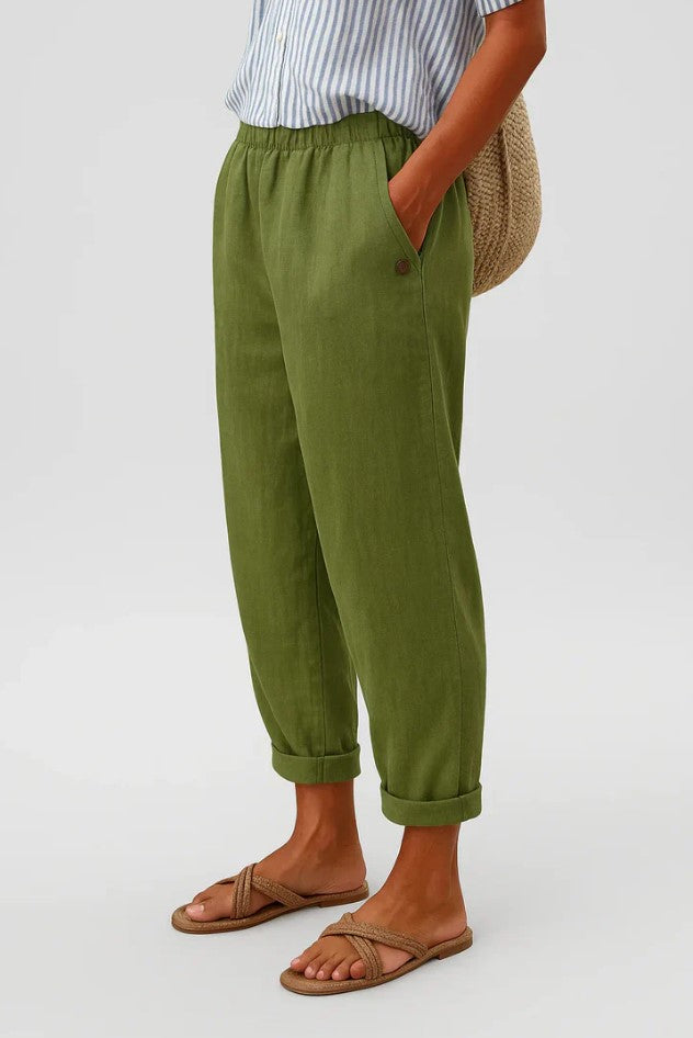Elara - Natural Linen-Cotton Trousers