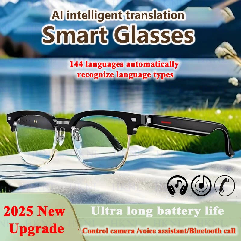 2025 New Smart Glasses Ai Translation 100+ Languages Real Time Bluetooth Music Sunglasses Men Women