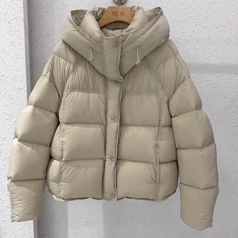 QUOTED Casual Lace Up Women Winter Coats 2025 Belt Stand Collar Zipper Full Sleeve Kimono Jacket Lady Solid Thick Warm Outwear New