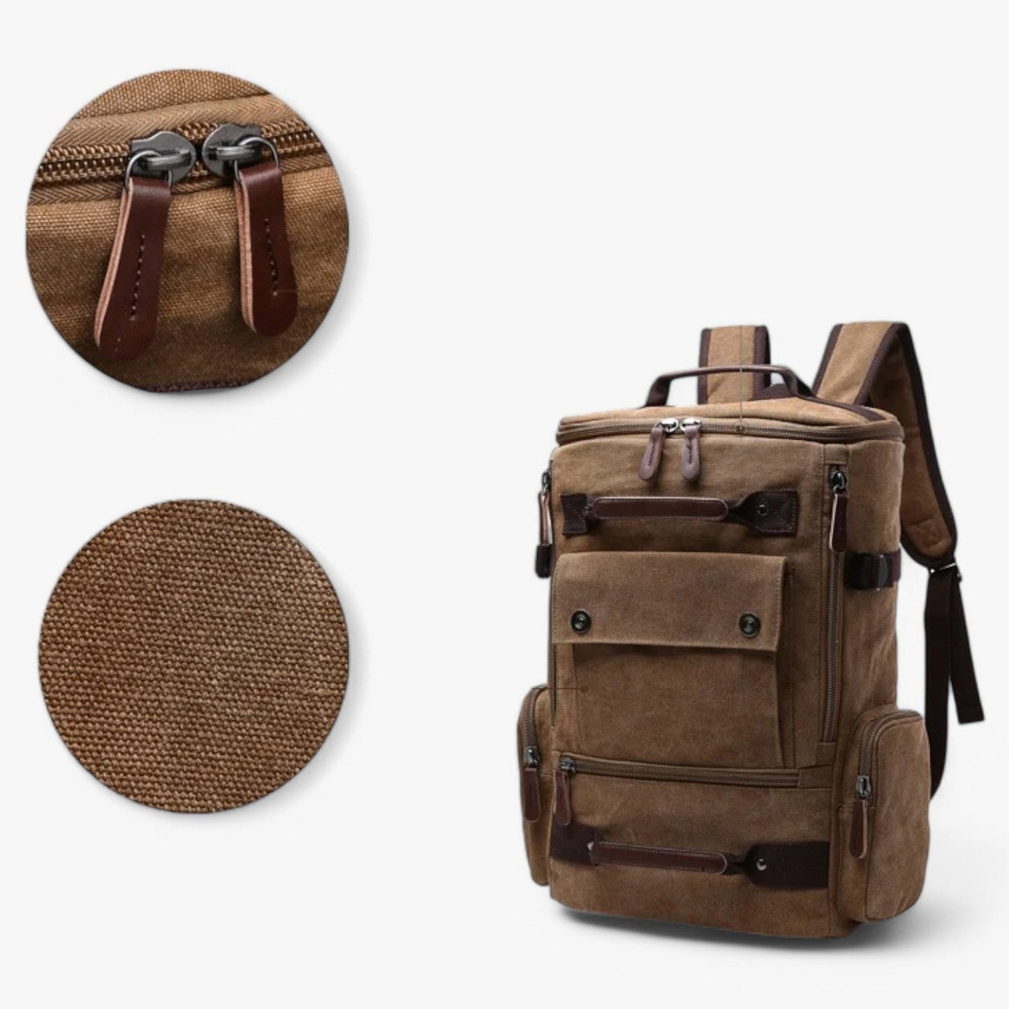 Geräumiger Vintage Canvas-Rucksack mit Laptopfach