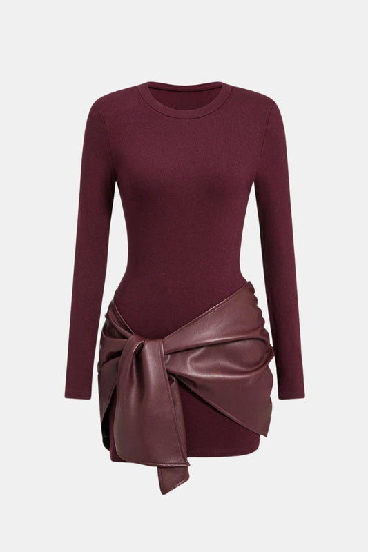 Shaira – Faux Leather Patchwork Mini Dress