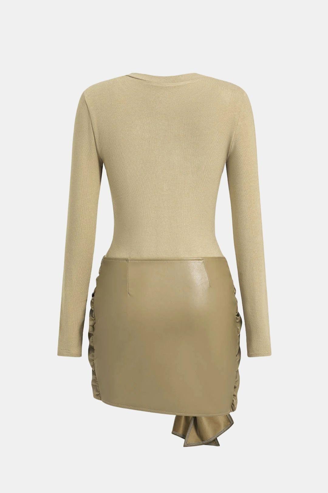 Shaira – Faux Leather Patchwork Mini Dress