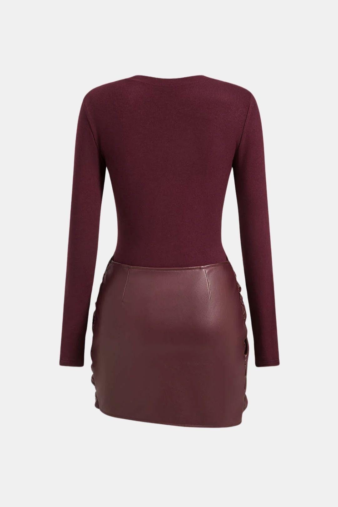 Shaira – Faux Leather Patchwork Mini Dress