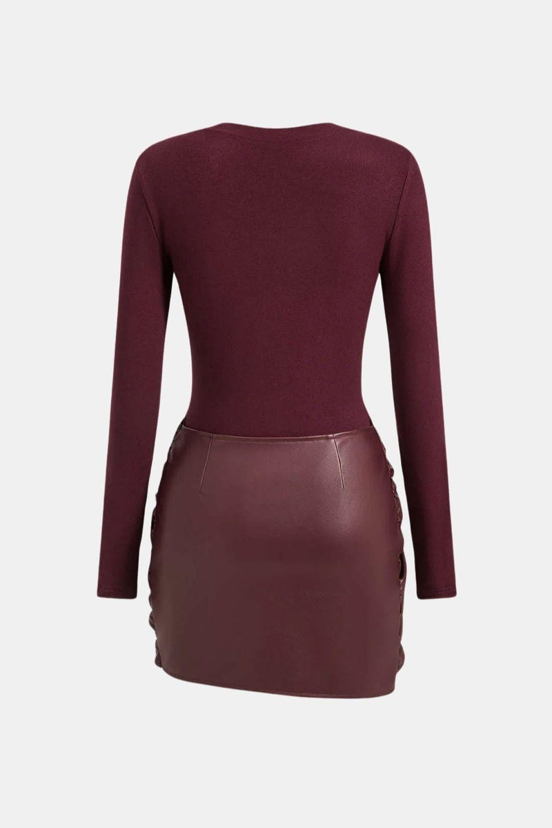 Shaira – Faux Leather Patchwork Mini Dress