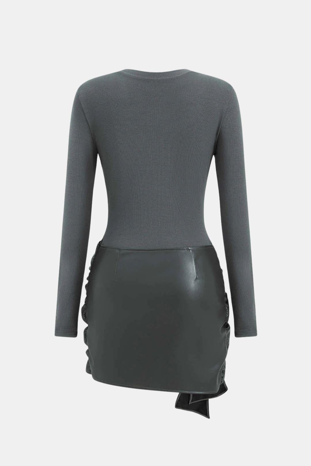 Shaira – Faux Leather Patchwork Mini Dress