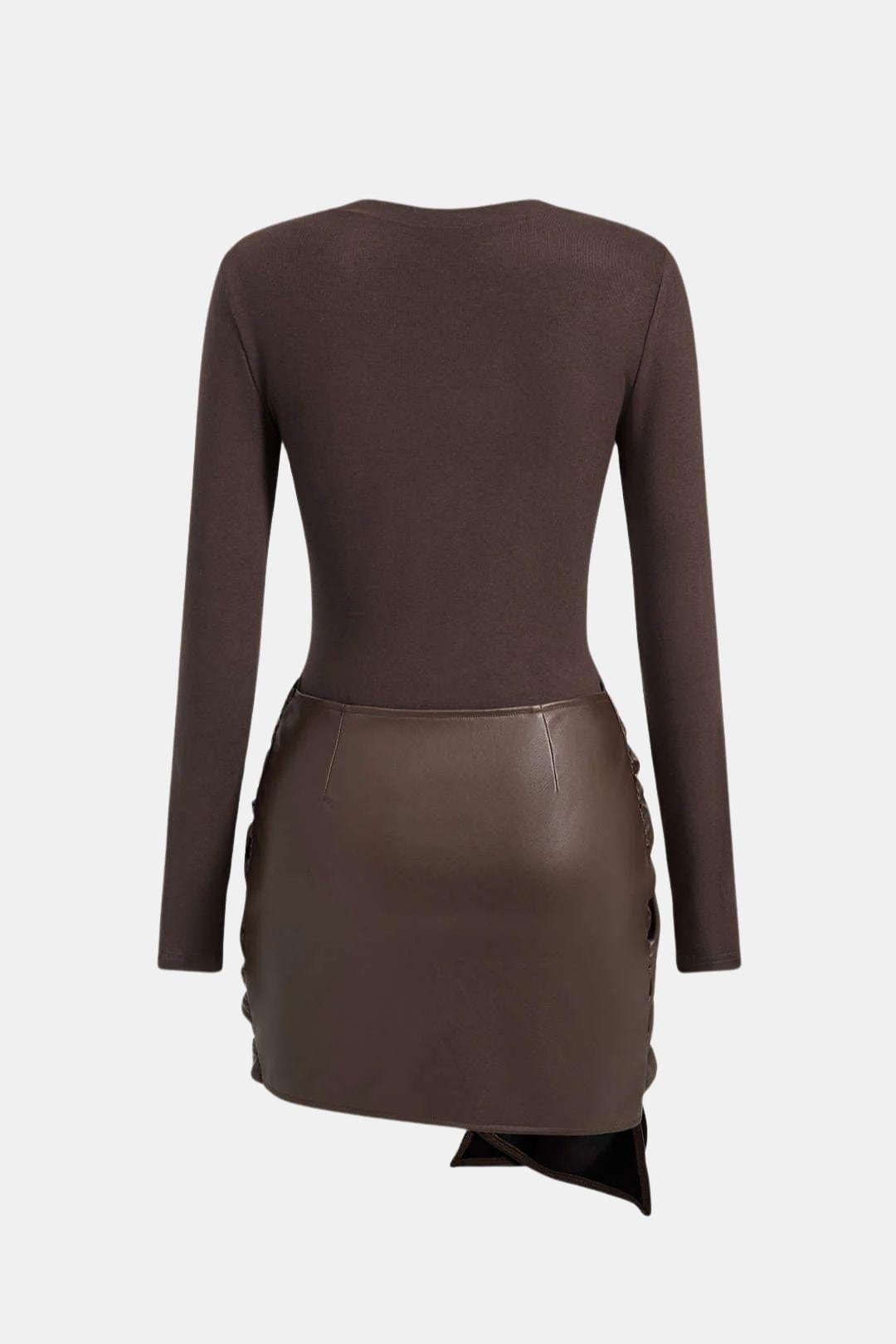 Shaira – Faux Leather Patchwork Mini Dress