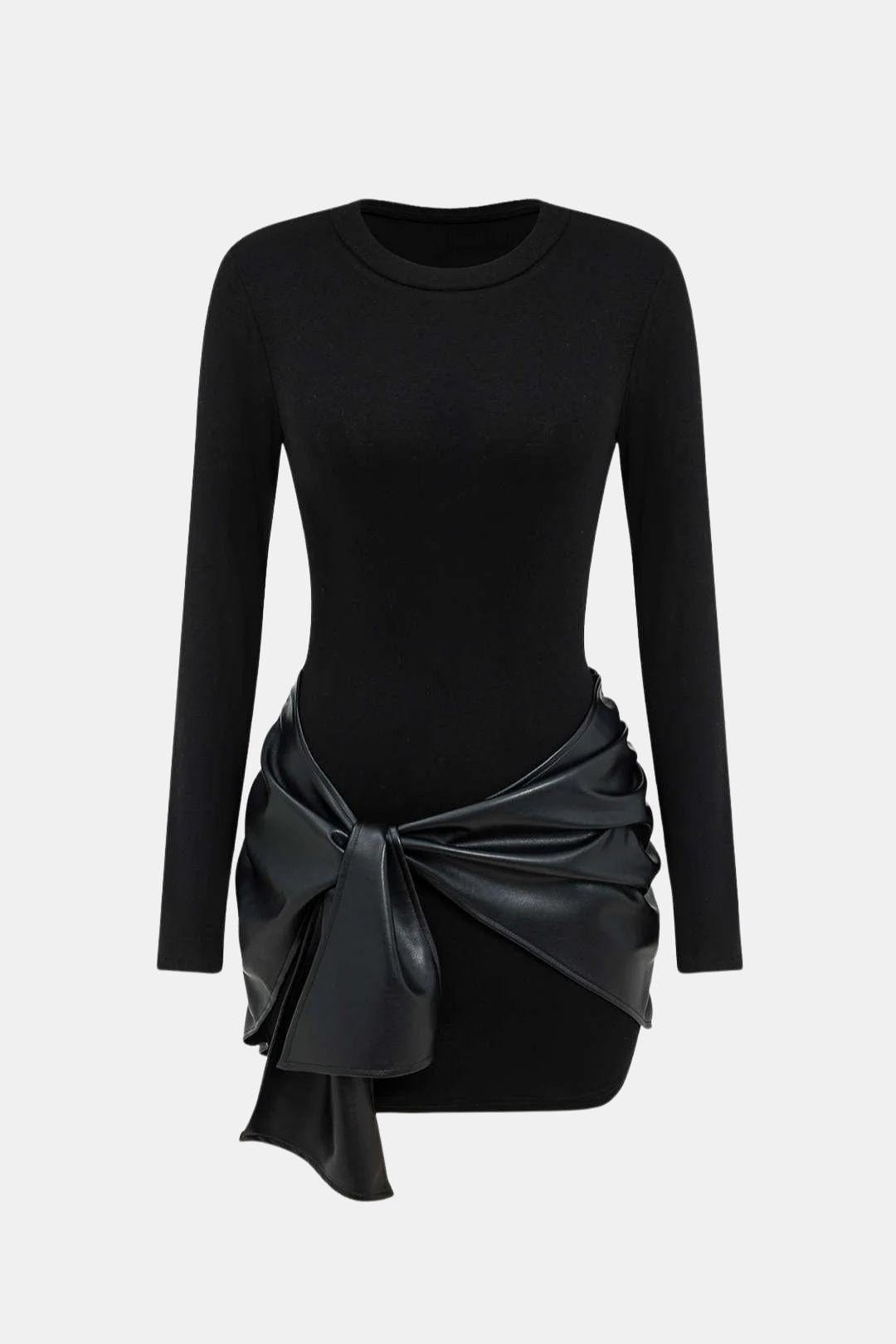 Shaira – Faux Leather Patchwork Mini Dress