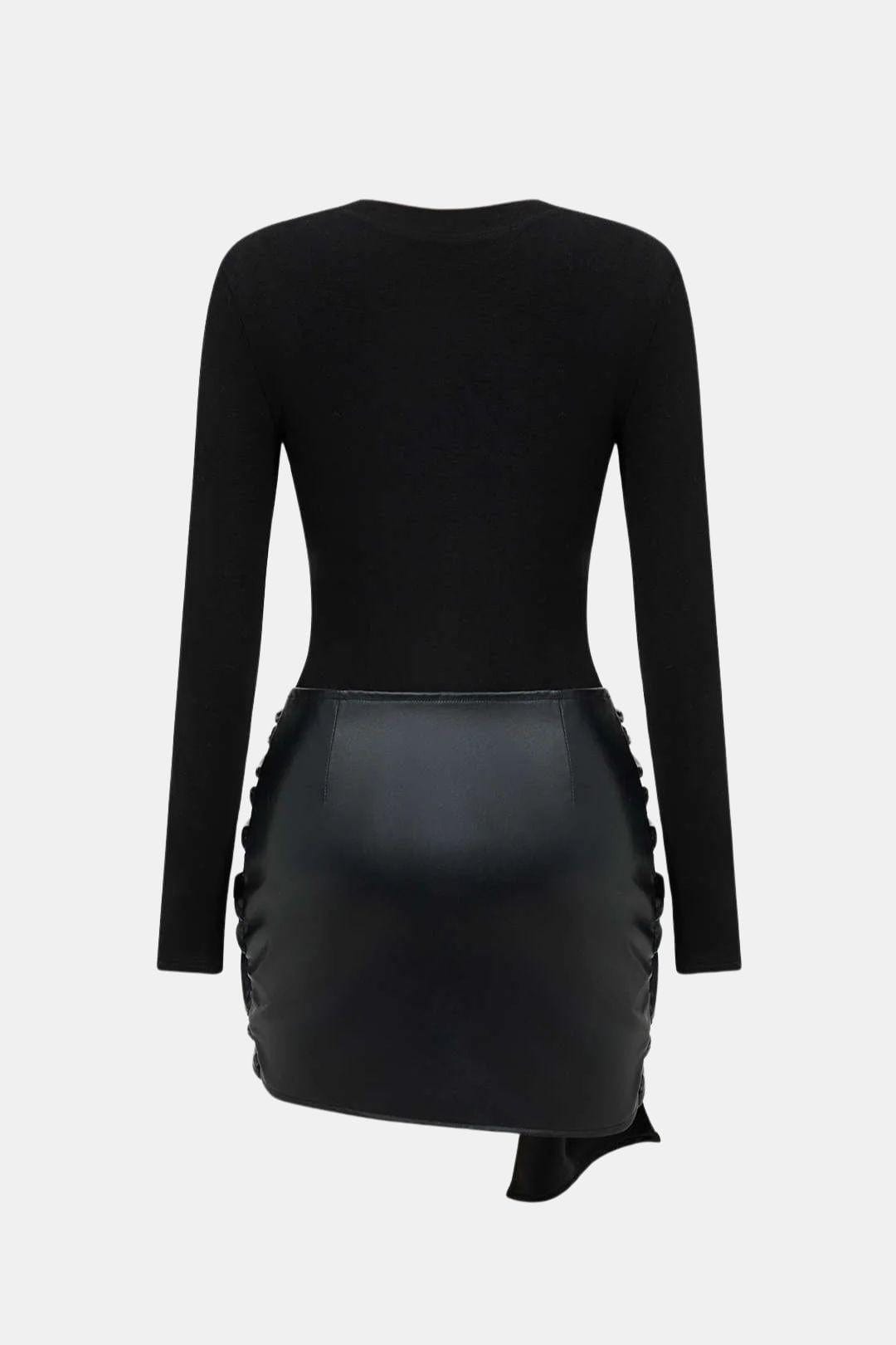 Shaira – Faux Leather Patchwork Mini Dress