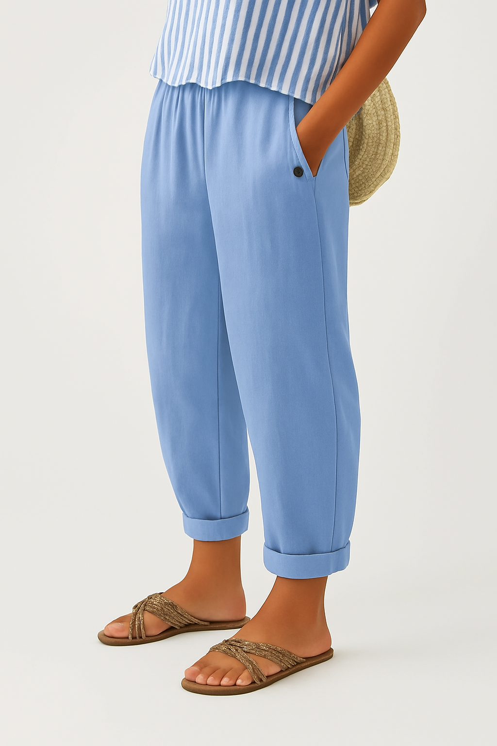 Elara - Natural Linen-Cotton Trousers