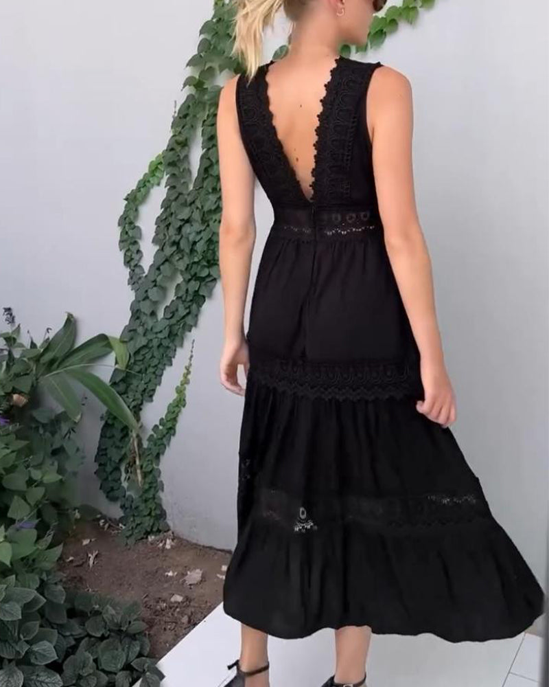 Luna Lace V-Neck Midi Dress