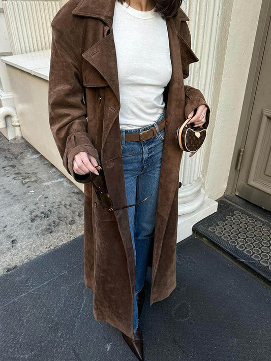 Nora – Suede Trench Coat