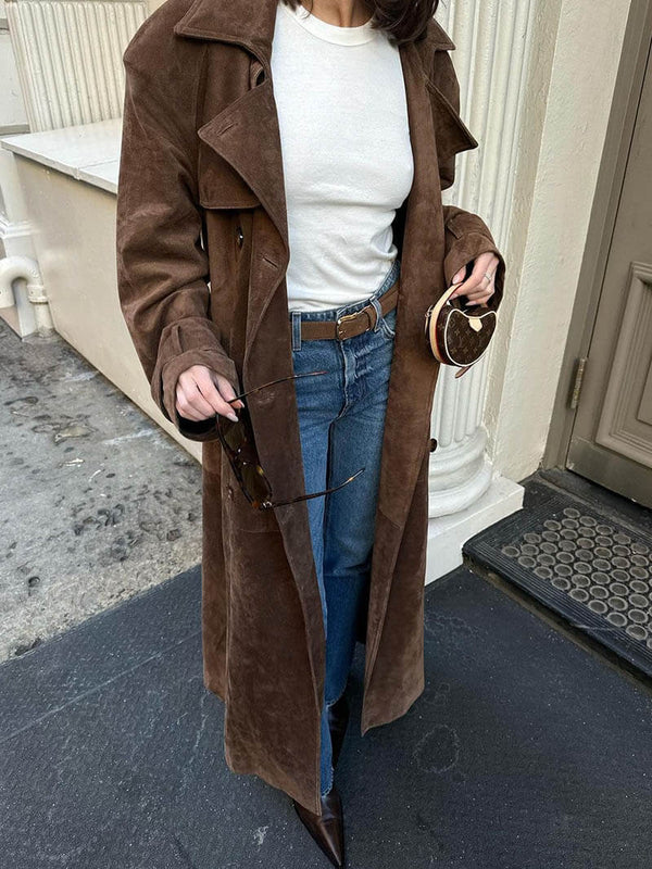 Nora – Suede Trench Coat