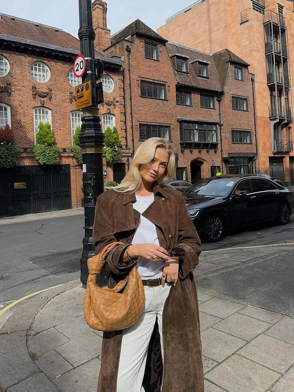 Nora – Suede Trench Coat