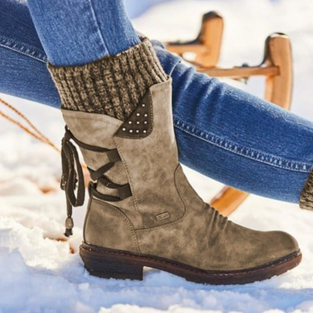 Steff Bottines Femme – Bottes Cuir & Suède avec Semelle Memory Foam et Doublure Laine