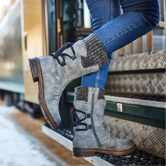 Steff Bottines Femme – Bottes Cuir & Suède avec Semelle Memory Foam et Doublure Laine