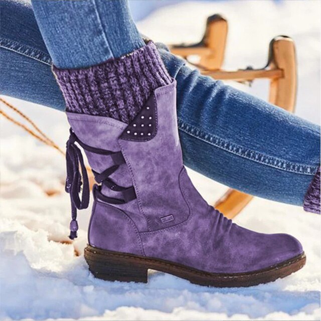 Steff Bottines Femme – Bottes Cuir & Suède avec Semelle Memory Foam et Doublure Laine