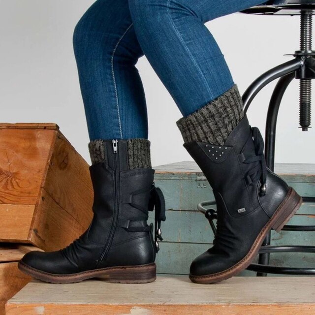 Steff Bottines Femme – Bottes Cuir & Suède avec Semelle Memory Foam et Doublure Laine