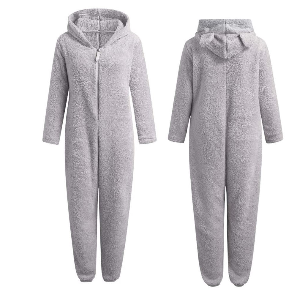 Strick-Strampler | Mit Kapuze | Mit Reißverschluss | Strampler für Erwachsene | Loungewear-Leyna Moda